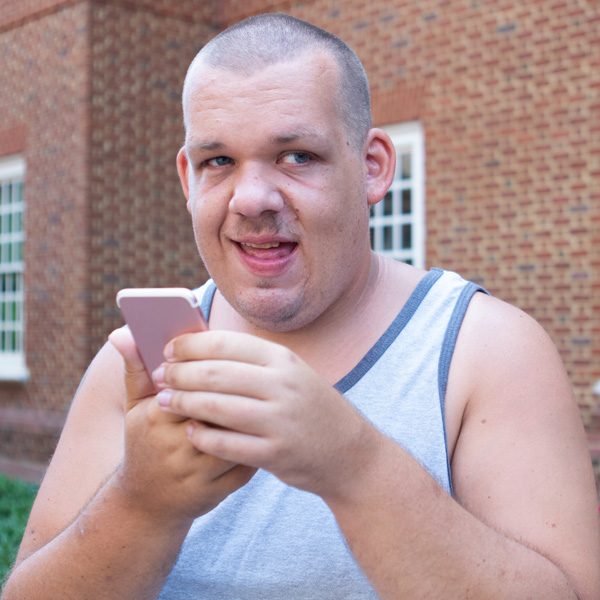 Person talking on a mobile phone